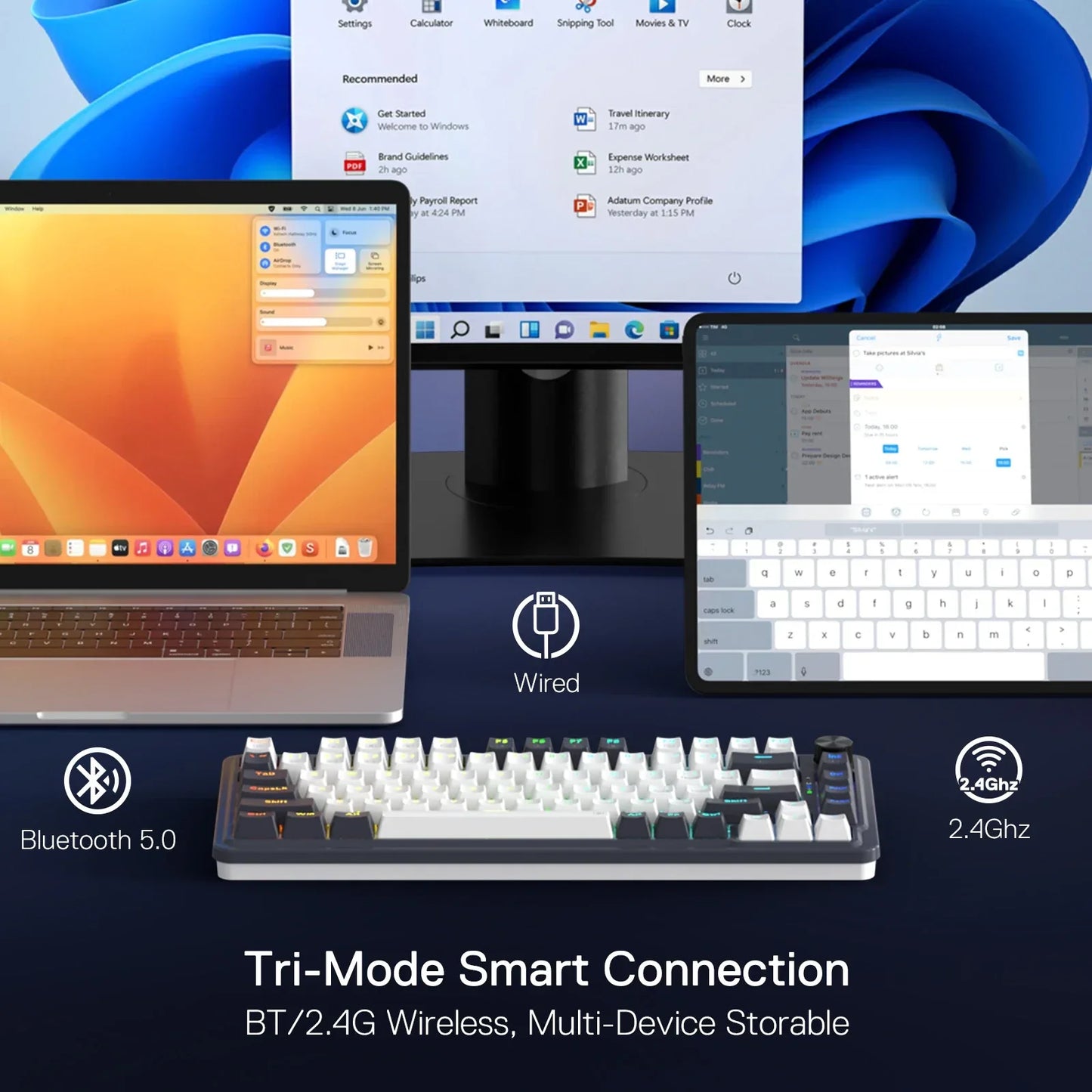 Redragon K673 PRO 75% Wireless RGB Gaming Keyboard – 3-Mode Hot-Swap Mechanical Keyboard (Red Switches) - TechTastic Treasures