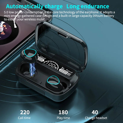 M10 Wireless Bluetooth Earbuds | Sports Gaming Headset Power Bank