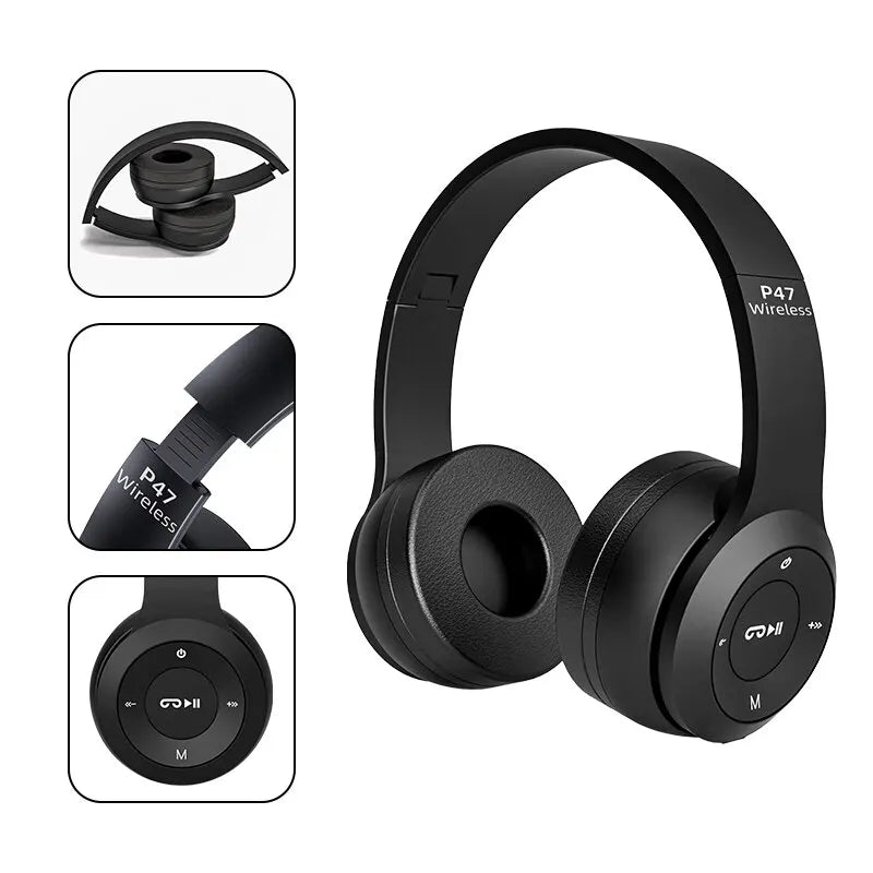 P47 Wireless Bluetooth 5.0 Headphones | Foldable HiFi Bass