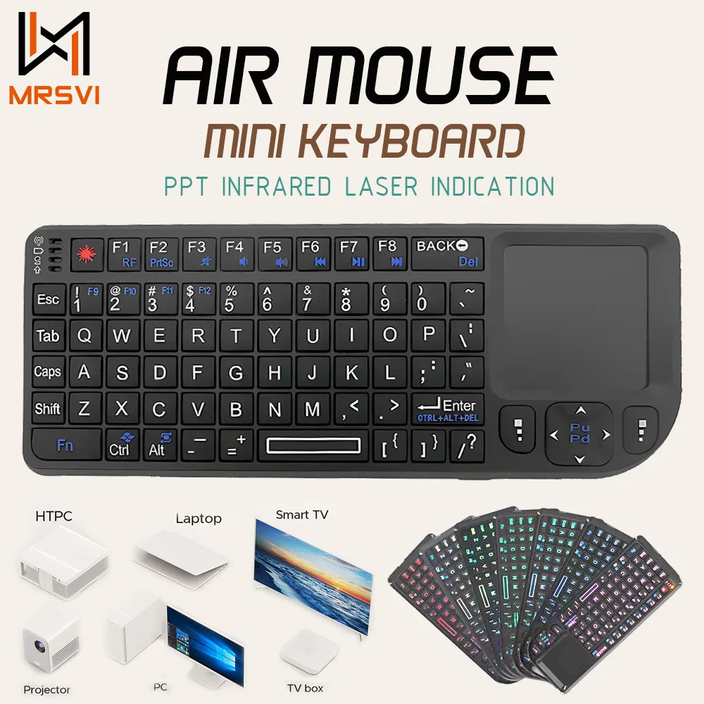 MRSVI A8 Mini Wireless Keyboard with Touchpad – 2.4G Backlit Air Mouse for Android TV & PC
