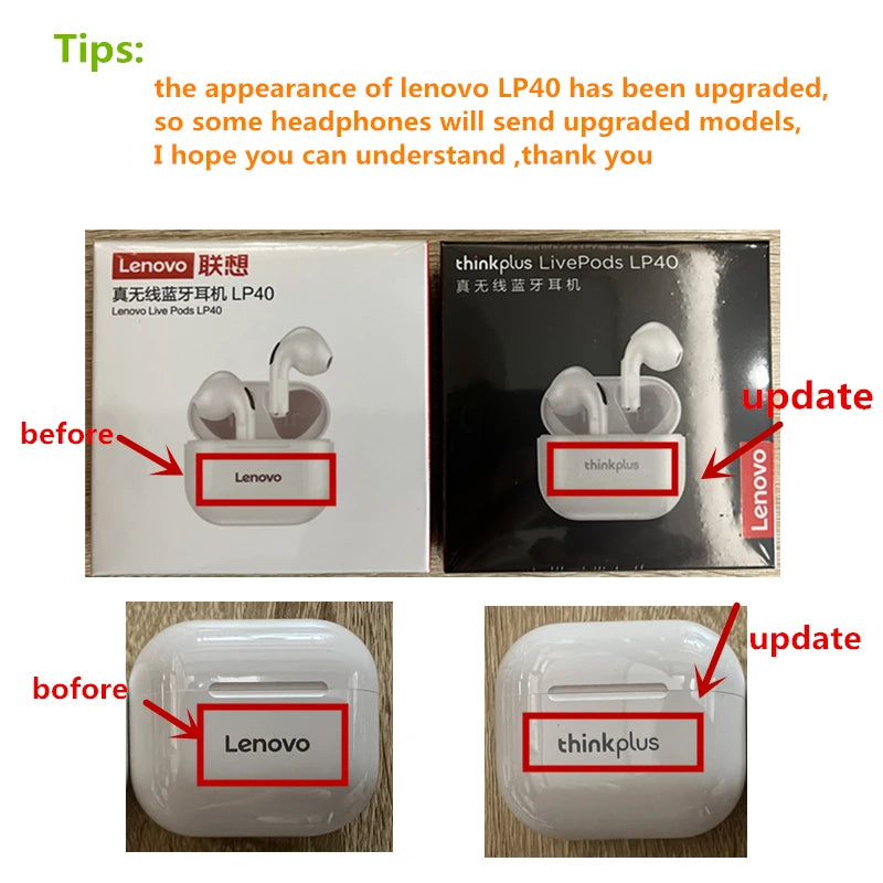 Lenovo LP40 TWS Wireless Earbuds | Bluetooth Touch Control Headphones