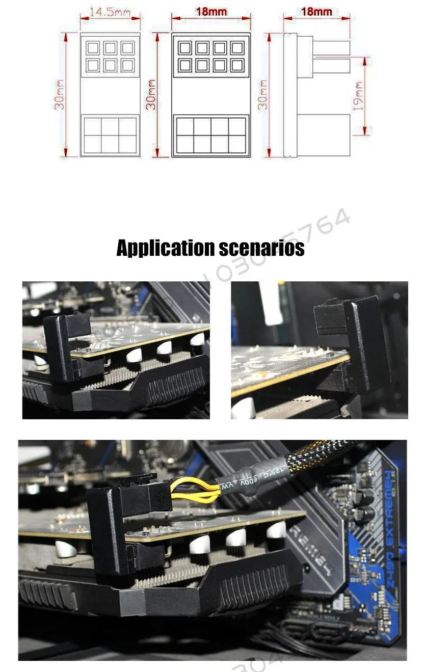 Graphics Card Power Supply Adapter Elbow 180° – PCI-E 6Pin / 8Pin Rotating Connector - TechTastic Treasures