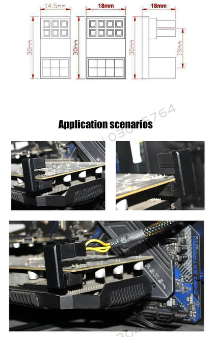 Graphics Card Power Supply Adapter Elbow 180° – PCI-E 6Pin / 8Pin Rotating Connector - TechTastic Treasures