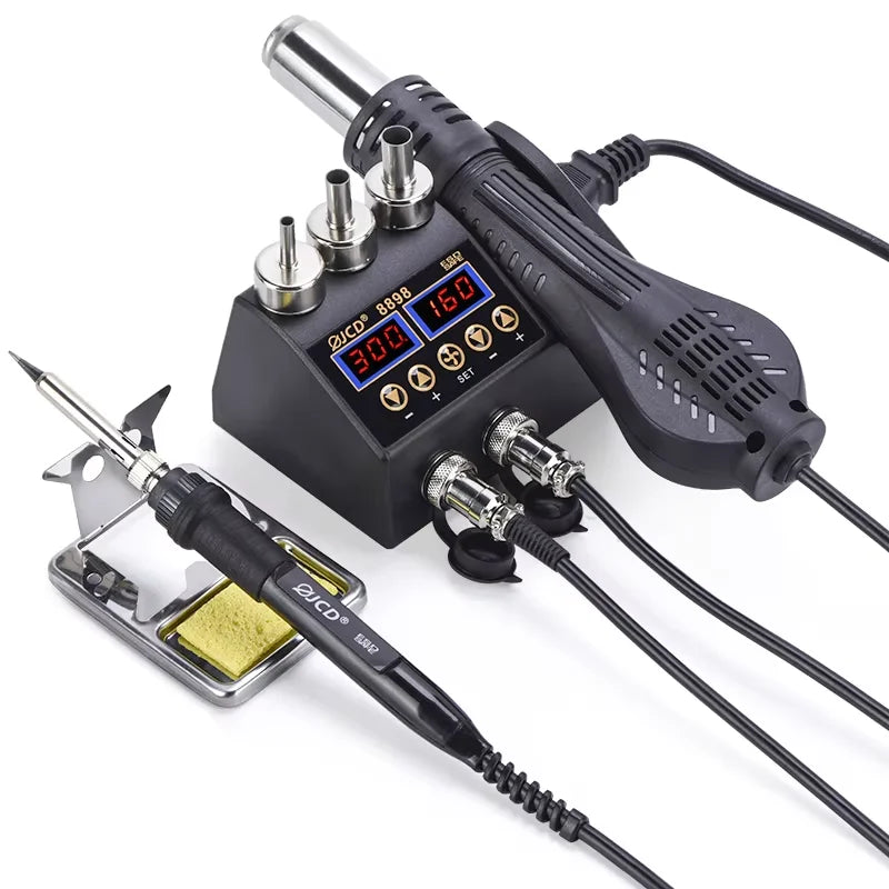 8898 2-in-1 Soldering Station Hot Air Gun & Iron – Digital Display Rework Tool for BGA SMD PCB Phone Repair