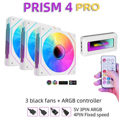 METALFISH PRISM 8 PRO 120mm ARGB Case Fan – Quiet 1200RPM Cooling | 5V 3-Pin Sync