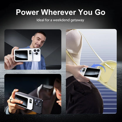 Magnetic Wireless Power Bank 10000mAh – 22.5W Fast Charging MagSafe Compatible Battery Pack with LED Display
