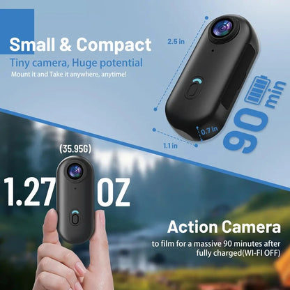 4K Mini Body Camera 64GB Wearable Action Cam – Waterproof Thumb Camcorder with Audio & Video Recording