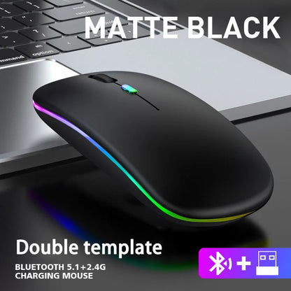 Dual Mode Bluetooth Wireless Mouse | Rechargeable LED Laptop Mouse