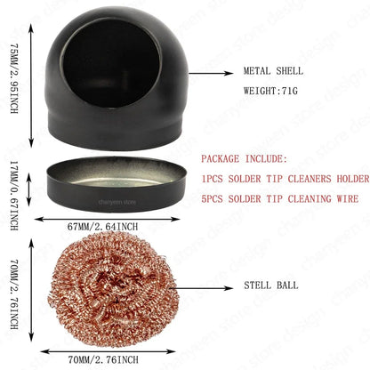 Soldering Iron Tip Cleaner | Steel Wool Cleaning Ball with Metal Stand