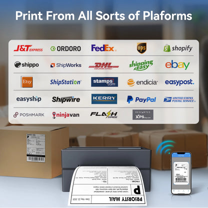 Portable Thermal Label Printer 4x6 – Bluetooth USB Shipping Label Printer 203 DPI No Ink for Small Business