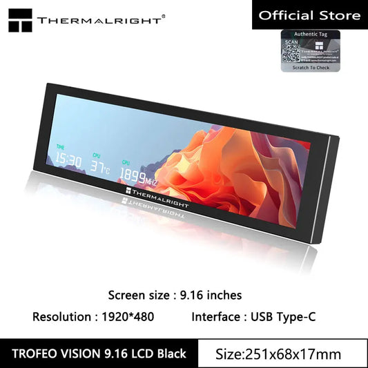 Thermalright TROFEO VISION 9.16” IPS LCD Display | 1920×480 USB-C Screen