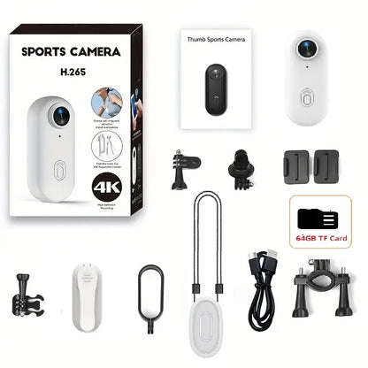 4K Mini Body Camera 64GB Wearable Action Cam – Waterproof Thumb Camcorder with Audio & Video Recording
