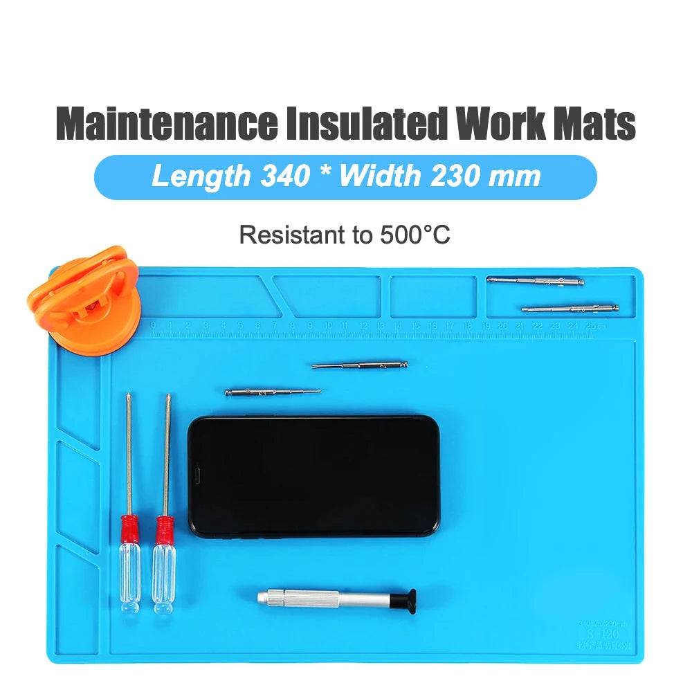 ESD Anti-Static Silicone Soldering Mat – Heat Resistant Work Pad for Electronics Repair, Hot Air & Desoldering