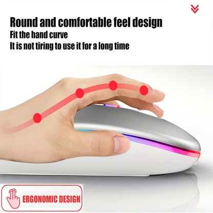 Dual Mode Bluetooth Wireless Mouse | Rechargeable LED Laptop Mouse
