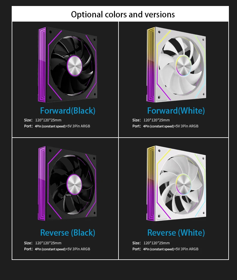 METALFISH PRISM 8 PRO 120mm ARGB Case Fan – Quiet 1200RPM Cooling | 5V 3-Pin Sync