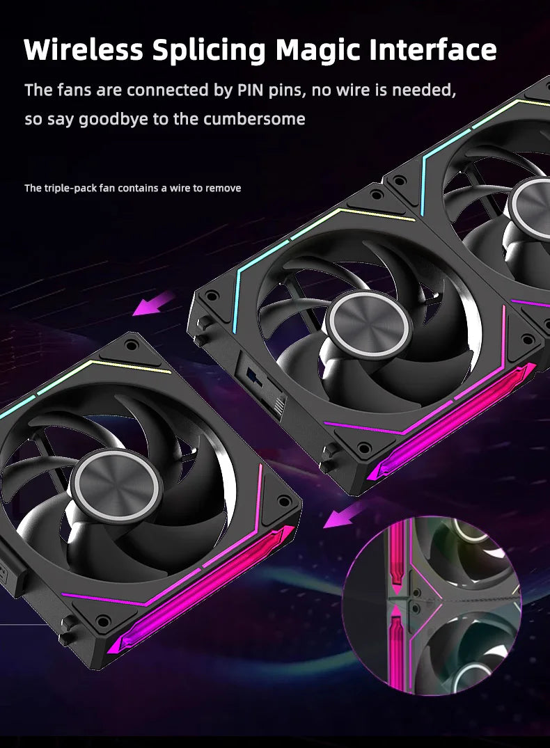 Coolcirc DL-2 Modular Wireless Splicing 120mm ARGB Fan – Infinite Mirror Lighting | Premium PC Case Cooling