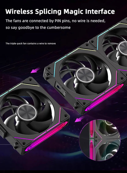 Coolcirc DL-2 Modular Wireless Splicing 120mm ARGB Fan – Infinite Mirror Lighting | Premium PC Case Cooling