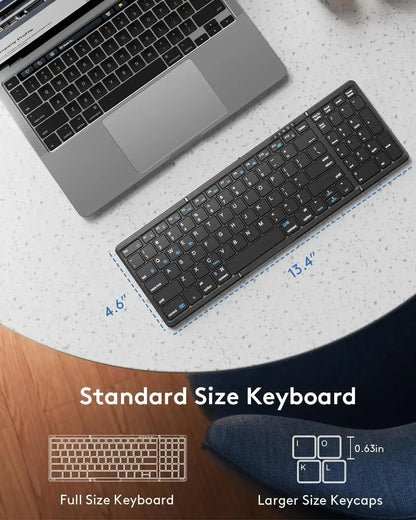 Foldable Bluetooth Keyboard with Numeric Keypad – Full-Size Wireless, Rechargeable & Portable