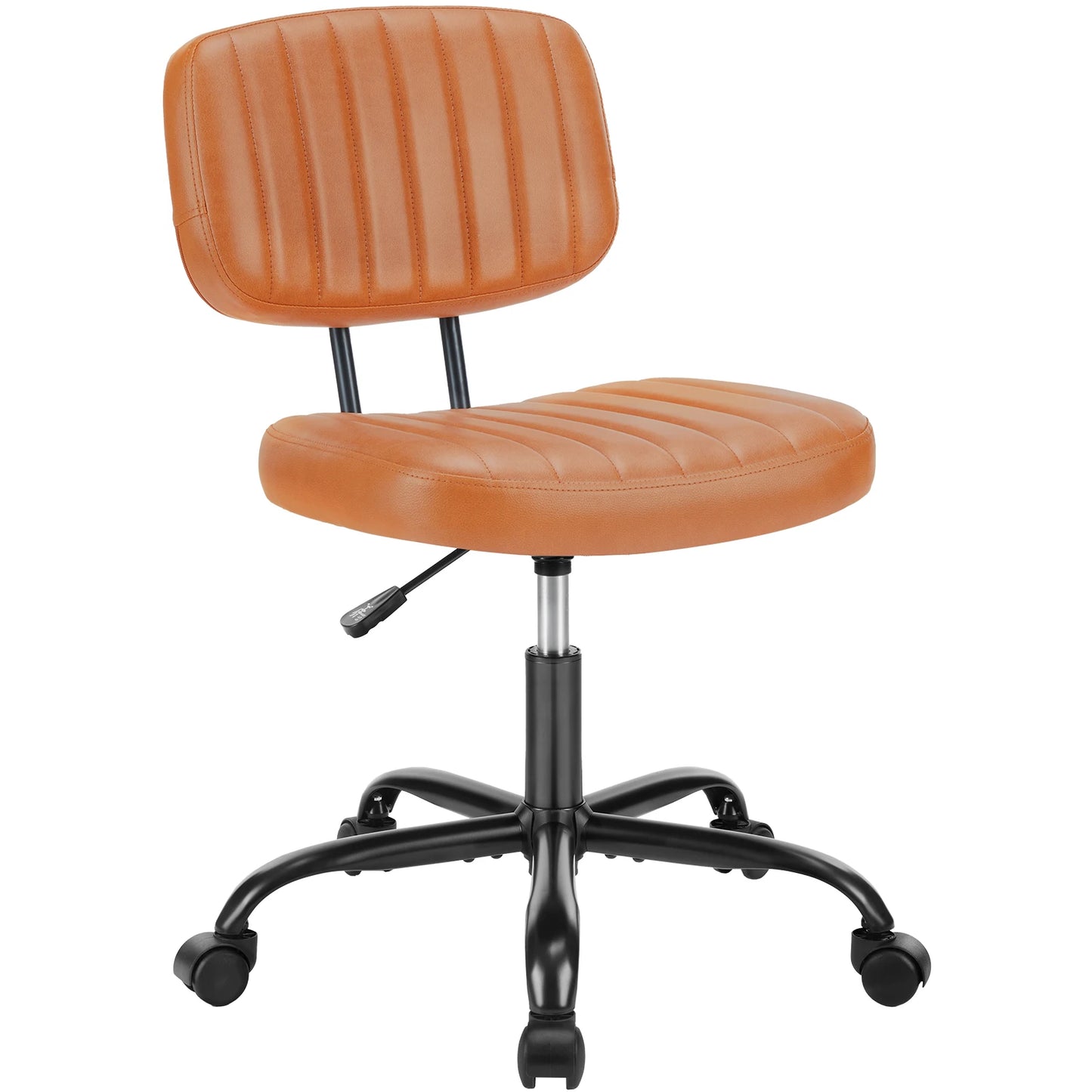 JHK Armless Office Chair PU Leather – Ergonomic Desk Chair with Lumbar Support, Height Adjustable Swivel Computer Chair
