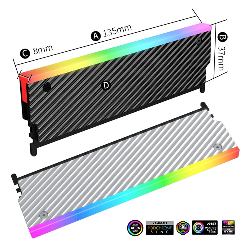 5V 3-Pin ARGB RAM Cooler | DDR2 DDR3 DDR4 DDR5 Memory Heat Sink