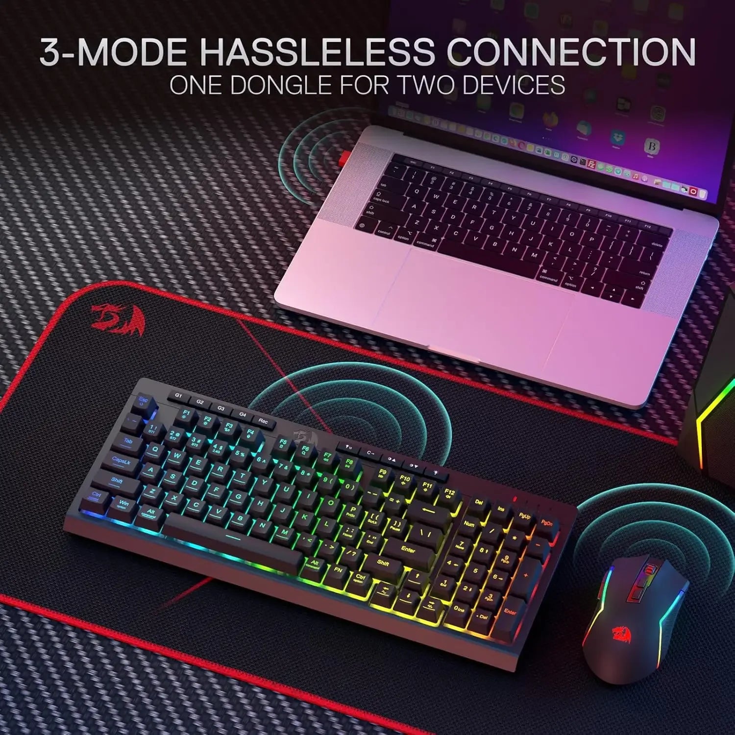 Redragon S142 Wireless Gaming Keyboard & Mouse Combo – K515 PRO RGB Membrane Keyboard - TechTastic Treasures