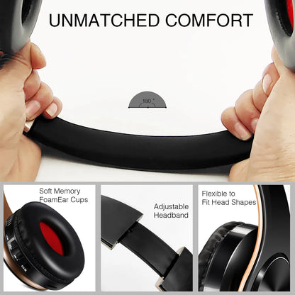 HiFi Stereo Bluetooth Headphones with FM Radio & SD Card – Wireless Music Headset with Mic for iPhone, Samsung, Xiaomi & Tablets