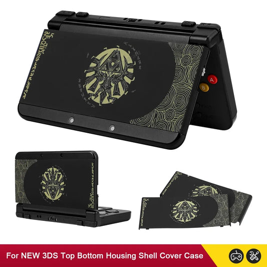 Black White DIY Faceplate Cover for New Nintendo 3DS – Upper & Back Battery Housing Shell Replacement Case