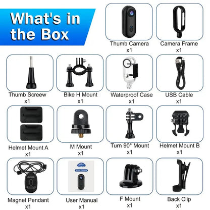 4K Mini Body Camera 64GB Wearable Action Cam – Waterproof Thumb Camcorder with Audio & Video Recording