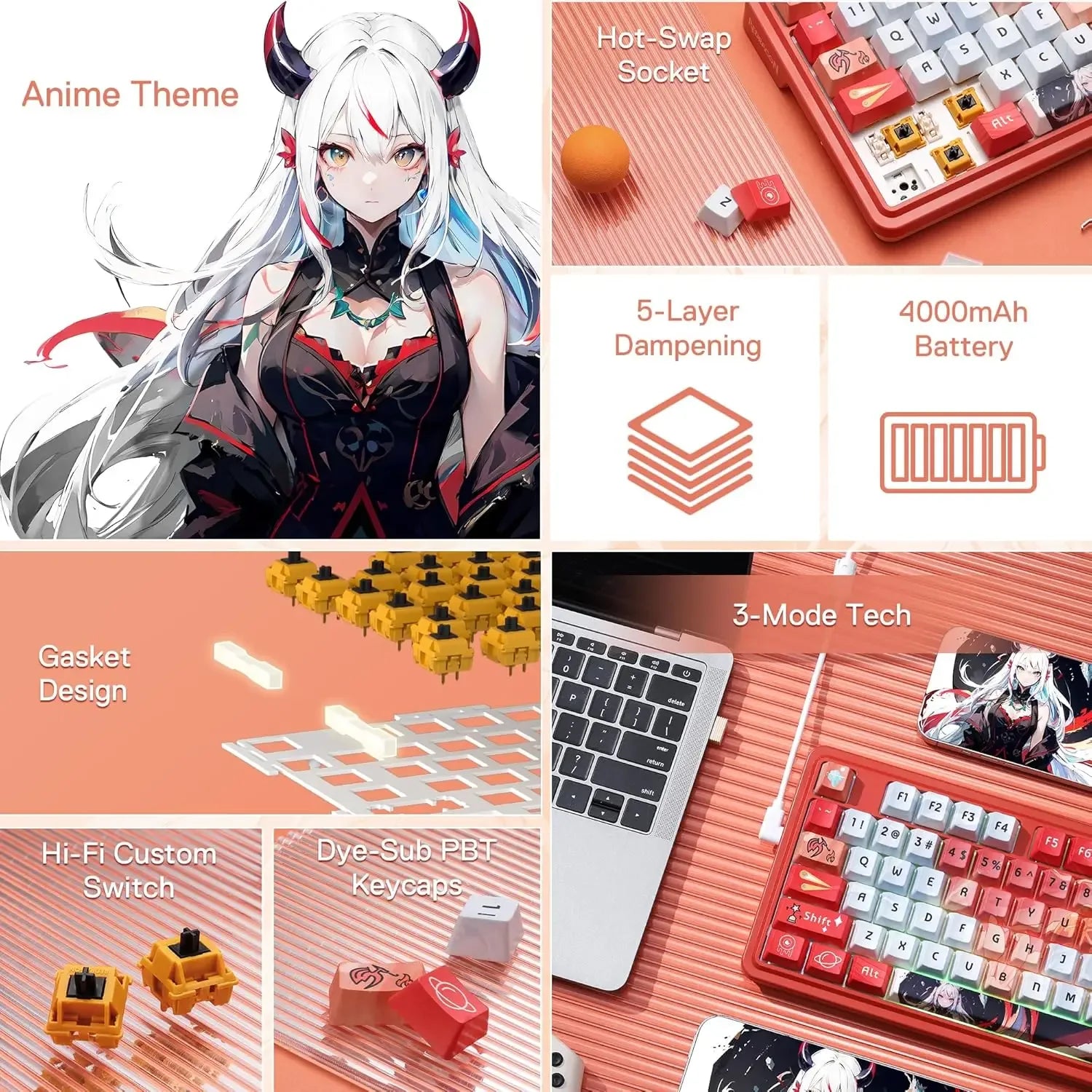 Redragon K673 PRO SE Wireless RGB Mechanical Gaming Keyboard – 81 Keys, Hot-Swap, Anime Edition - TechTastic Treasures