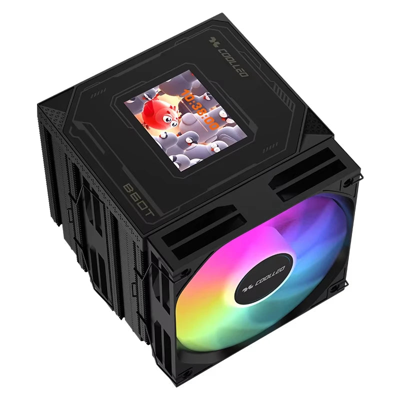 COOLLEO B60T LCD CPU Cooler – Dual-Tower Air Cooling with 2.8