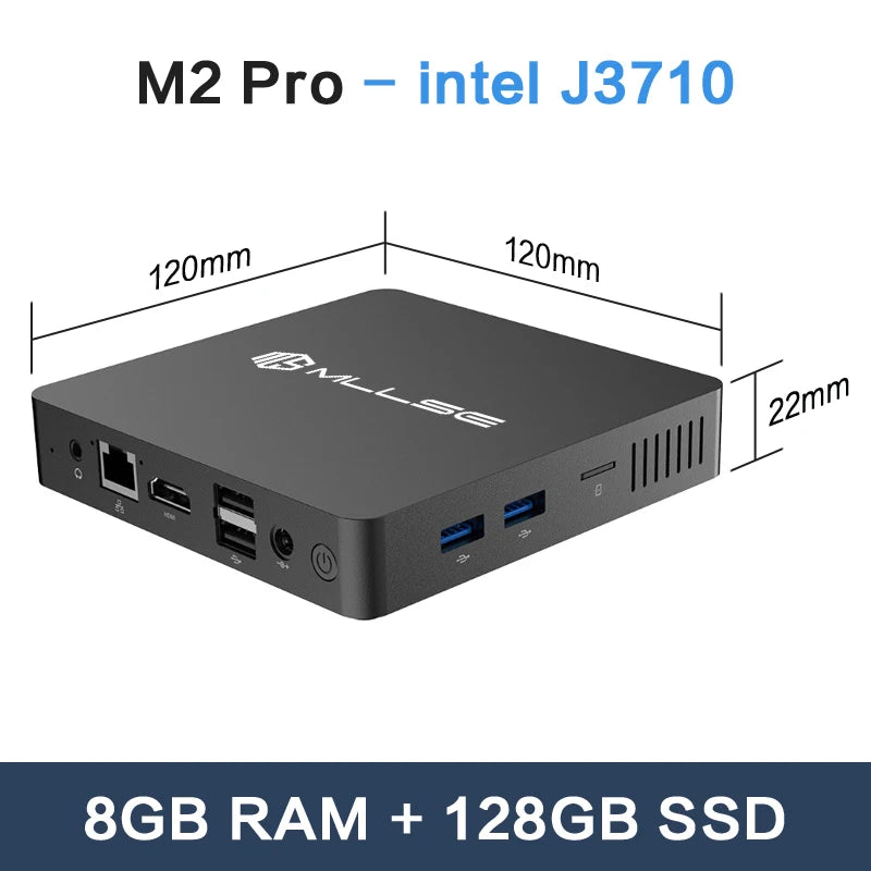 MLLSE M2 Air Mini PC Intel N4000 / J3710 – 6GB RAM 128GB Mini Desktop Computer with Dual-Band WiFi & Bluetooth