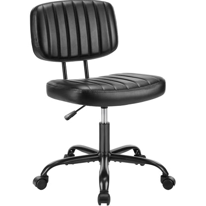 JHK Armless Office Chair PU Leather – Ergonomic Desk Chair with Lumbar Support, Height Adjustable Swivel Computer Chair