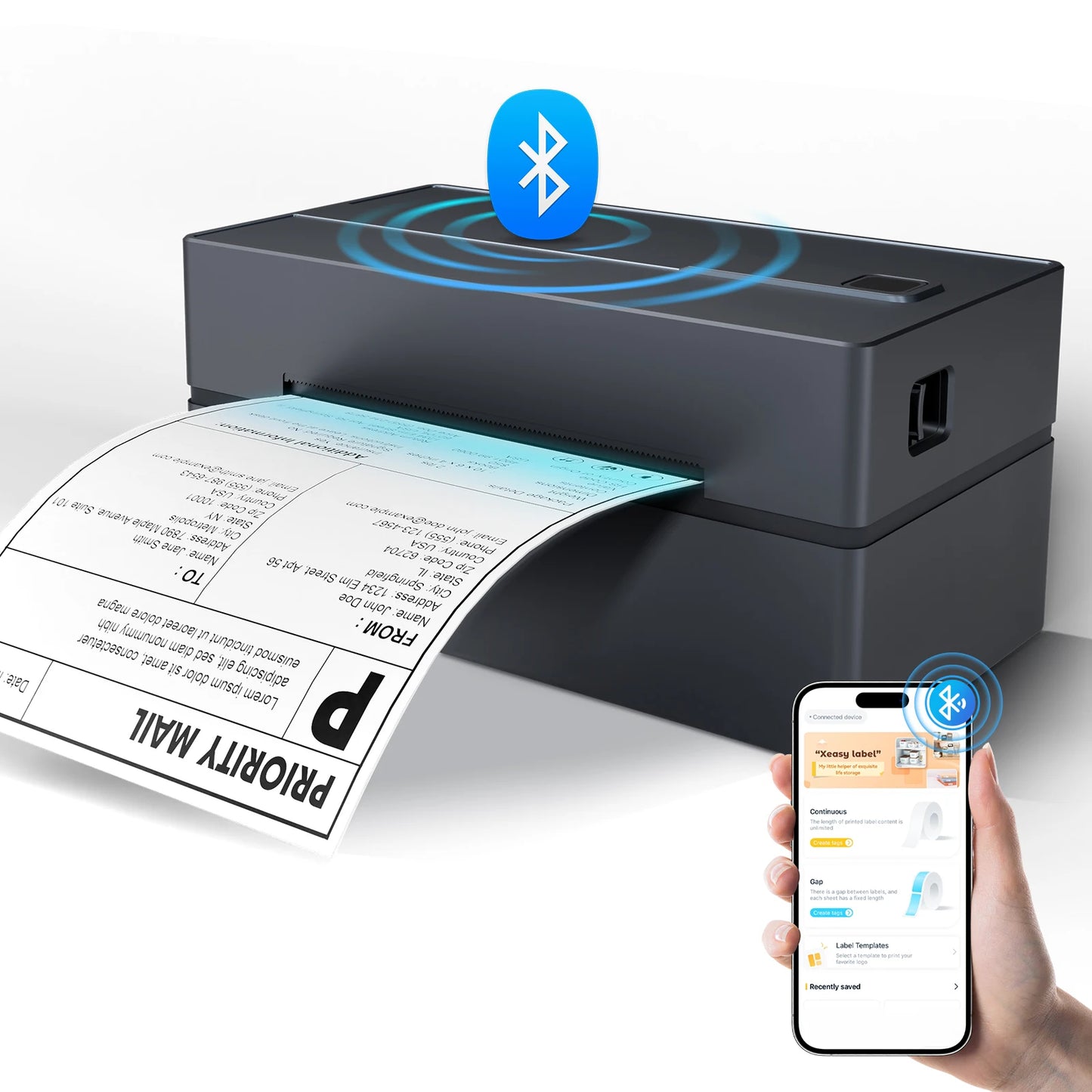 Portable Thermal Label Printer 4x6 – Bluetooth USB Shipping Label Printer 203 DPI No Ink for Small Business