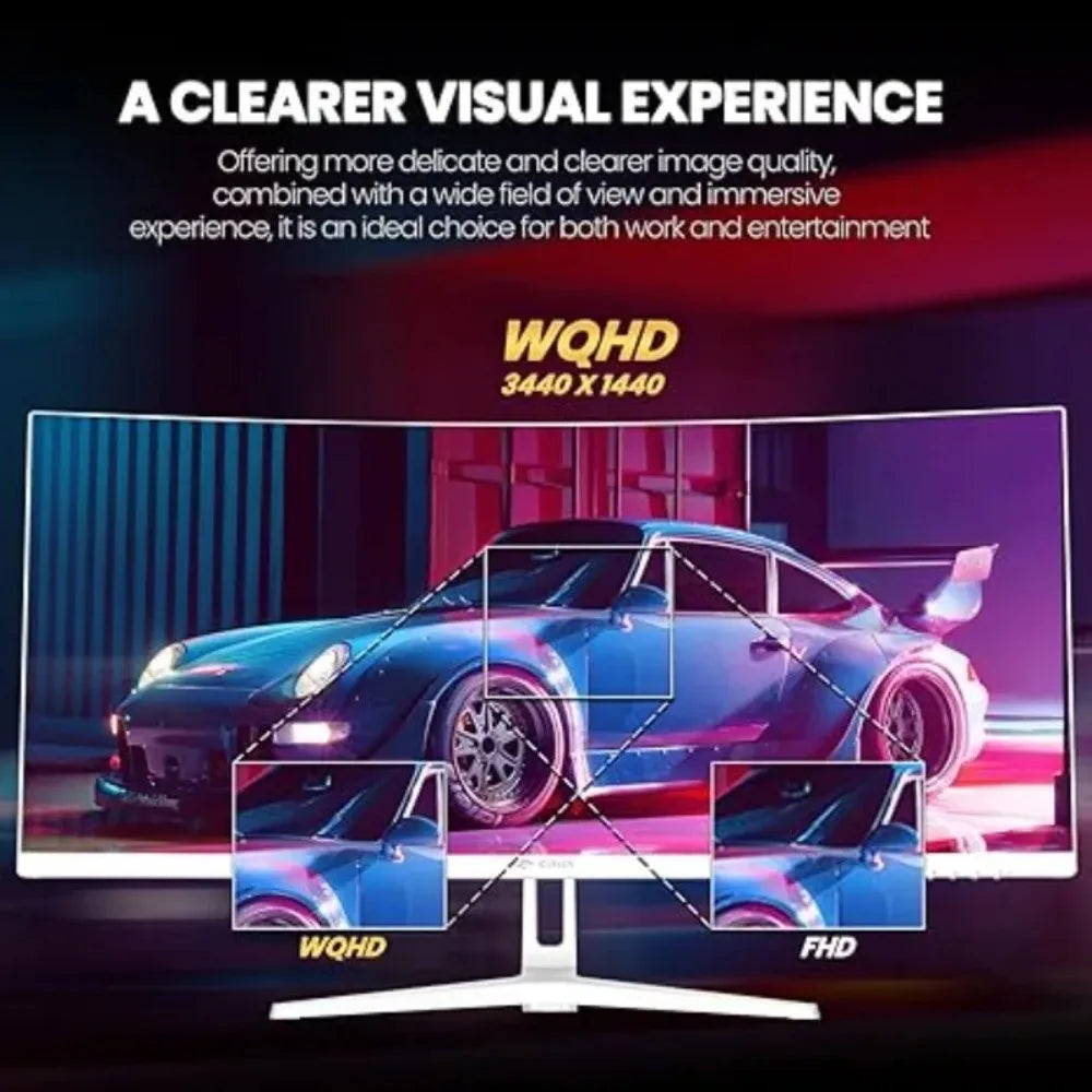 34” White Ultrawide Curved Gaming Monitor – 165Hz / 144Hz, WQHD, 1500R, PIP/PBP