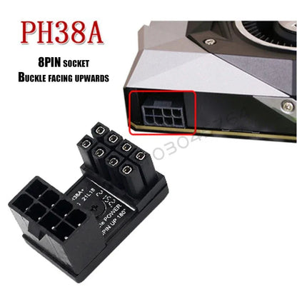Graphics Card Power Supply Adapter Elbow 180° – PCI-E 6Pin / 8Pin Rotating Connector - TechTastic Treasures