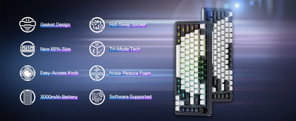 Redragon K673 PRO 75% Wireless RGB Gaming Keyboard – 3-Mode Hot-Swap Mechanical Keyboard (Red Switches) - TechTastic Treasures