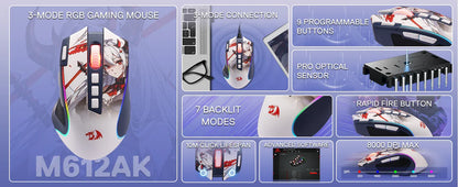 Redragon M612AK PRO RGB Gaming Mouse – Wired/Wireless 8000 DPI - TechTastic Treasures