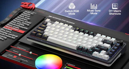 Redragon K673 PRO 75% Wireless RGB Gaming Keyboard – 3-Mode Hot-Swap Mechanical Keyboard (Red Switches) - TechTastic Treasures