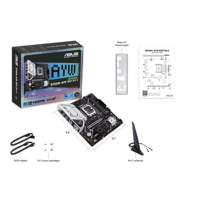 ASUS B760M-AYW WIFI D4 II microATX Motherboard – LGA 1700, PCIe 5.0, Dual M.2, Wi-Fi 6, DDR4, Aura Sync