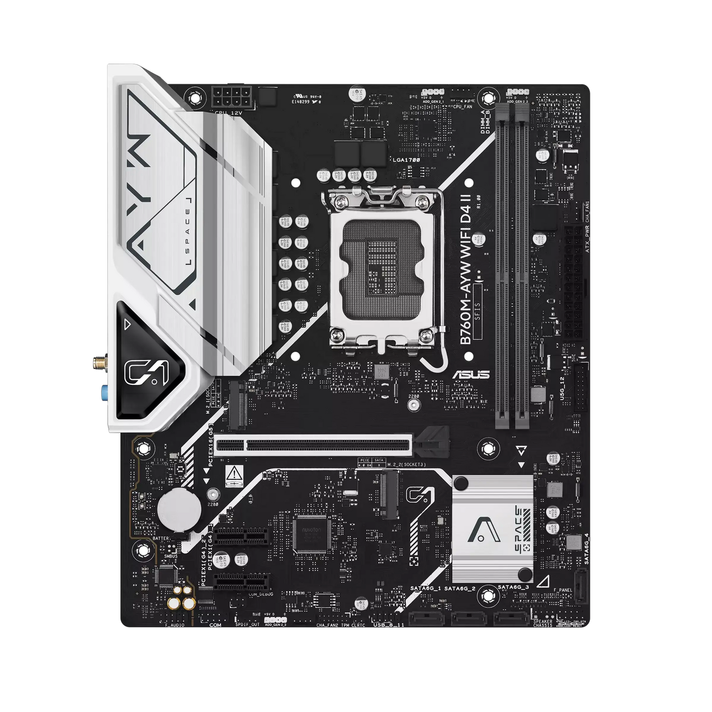 ASUS B760M-AYW WIFI D4 II microATX Motherboard – LGA 1700, PCIe 5.0, Dual M.2, Wi-Fi 6, DDR4, Aura Sync