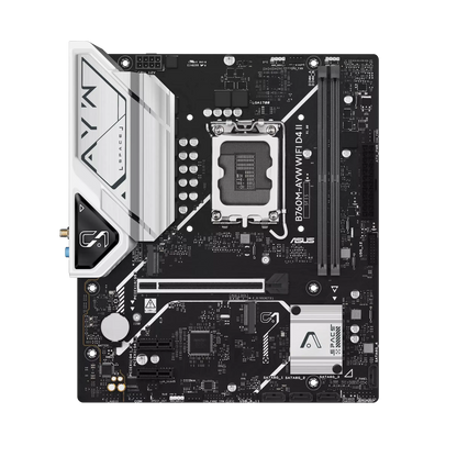 ASUS B760M-AYW WIFI D4 II microATX Motherboard – LGA 1700, PCIe 5.0, Dual M.2, Wi-Fi 6, DDR4, Aura Sync