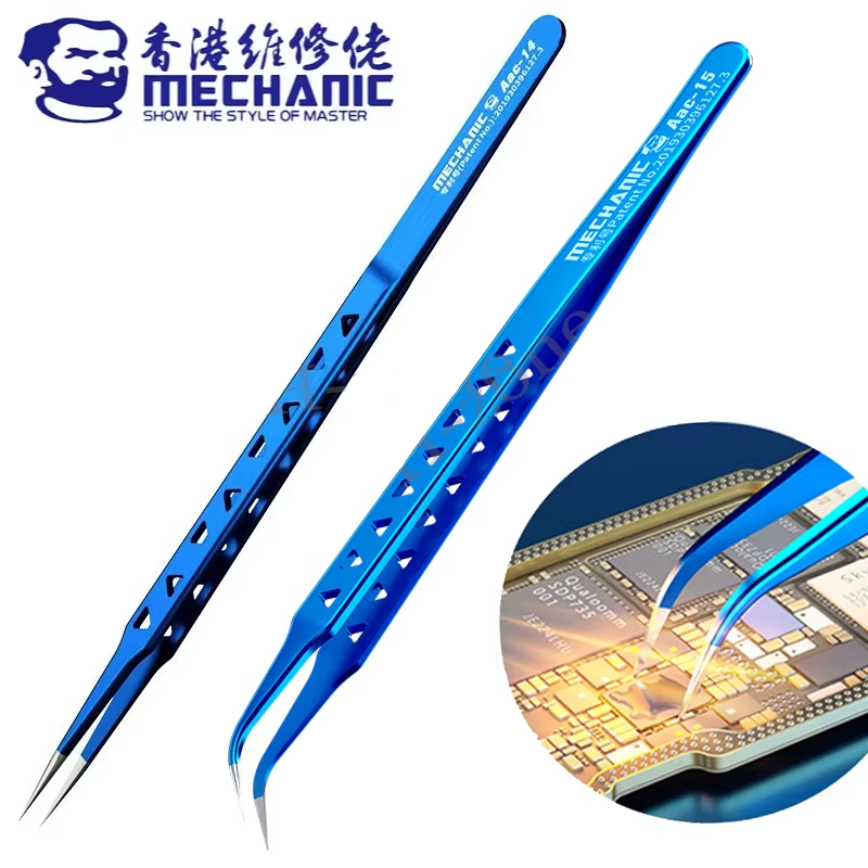 MECHANIC AAC-14 / AAC-15 Precision Tweezers – Stainless Steel Anti-Static Electronics Repair Tool