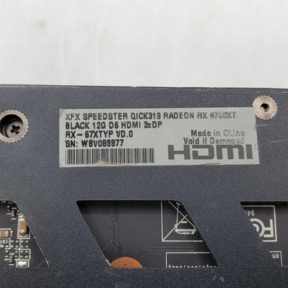 XFX SPEEDSTER MERC319 Radeon RX 6700 XT BLACK – For Parts / Not Working