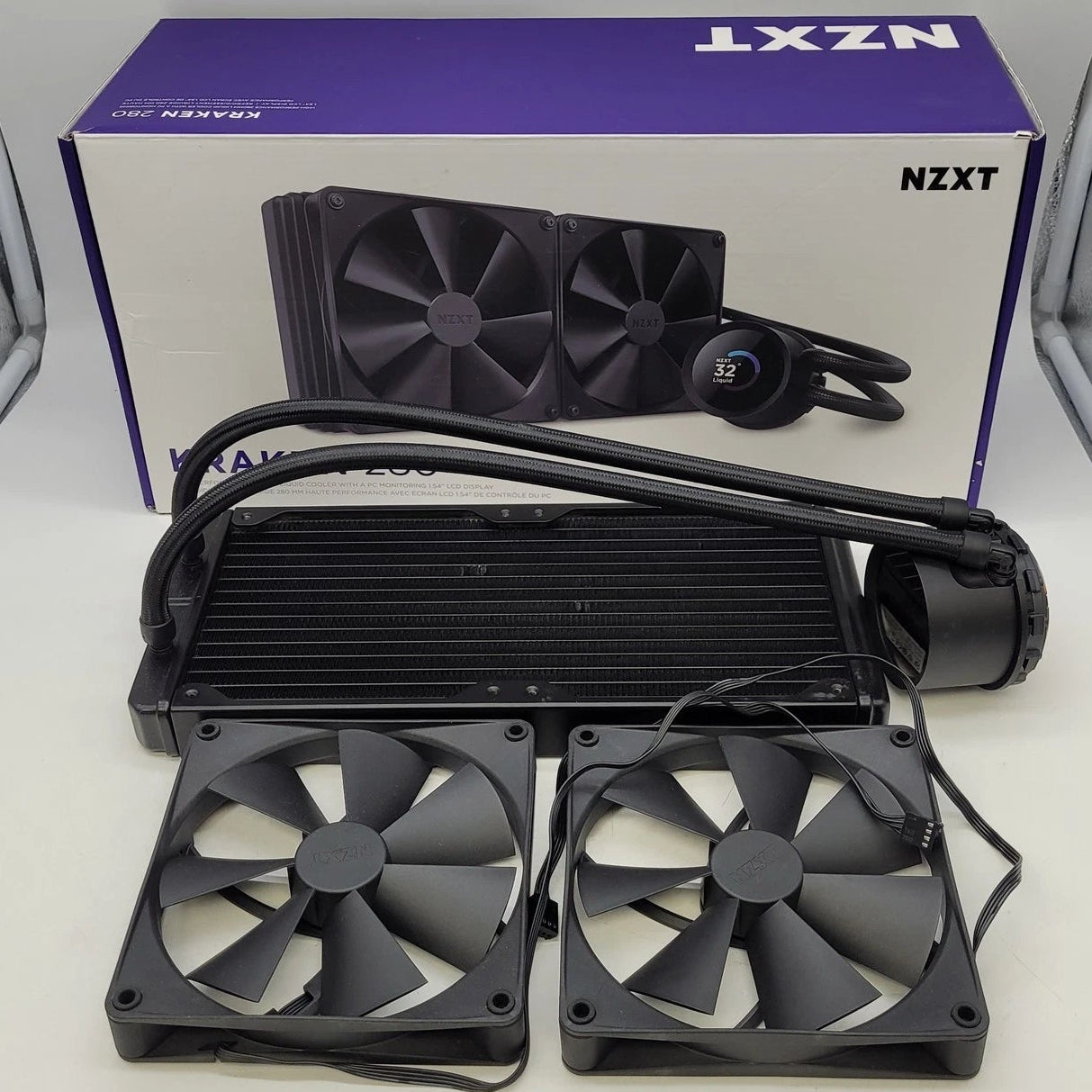 NZXT 280mm AIO CPU Liquid Cooler with LCD Display – Black (NO MOUNTING HARDWARE / ACCESSORIES)